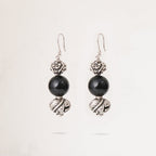 Carved Beads Onyx Earrings