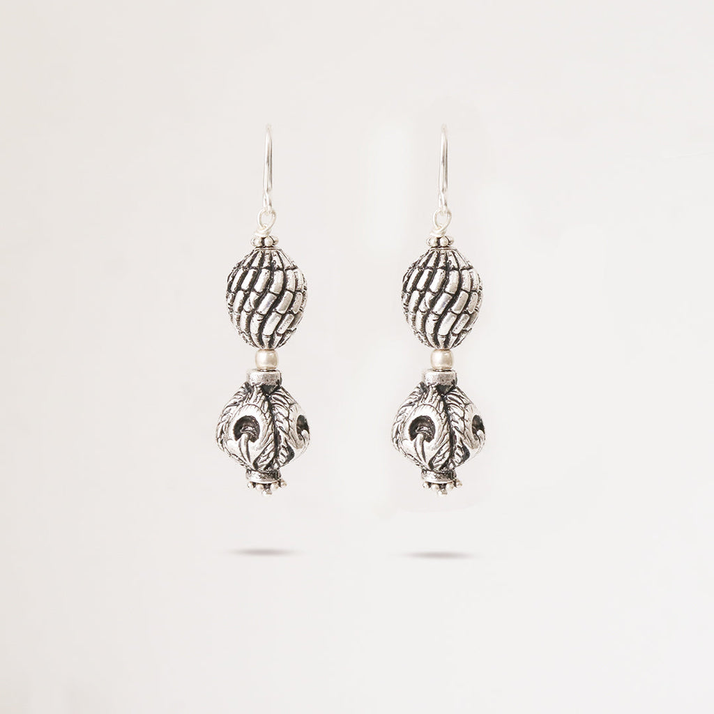 Double Carved Ball Earrings