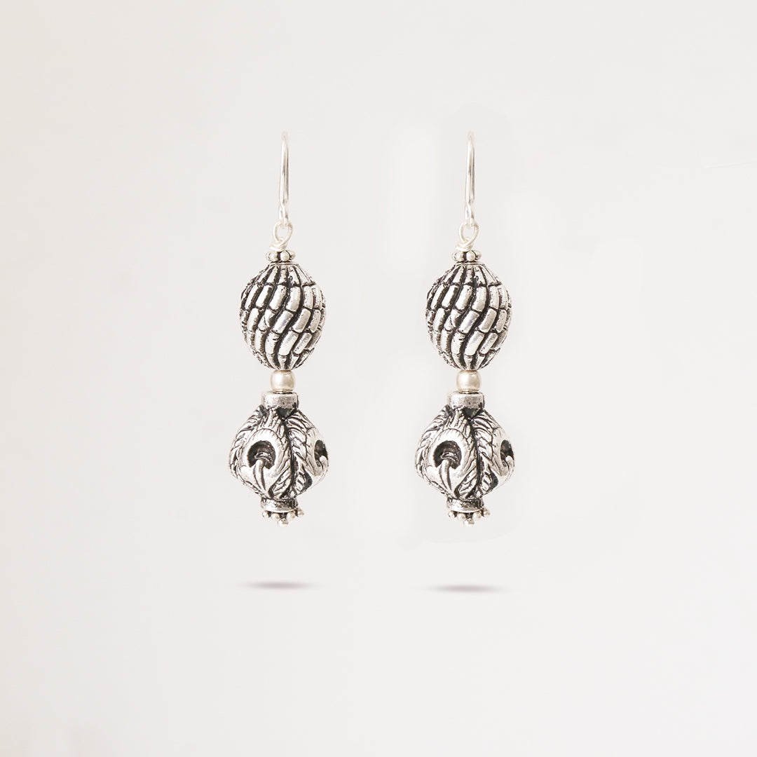 Double Carved Ball Earrings