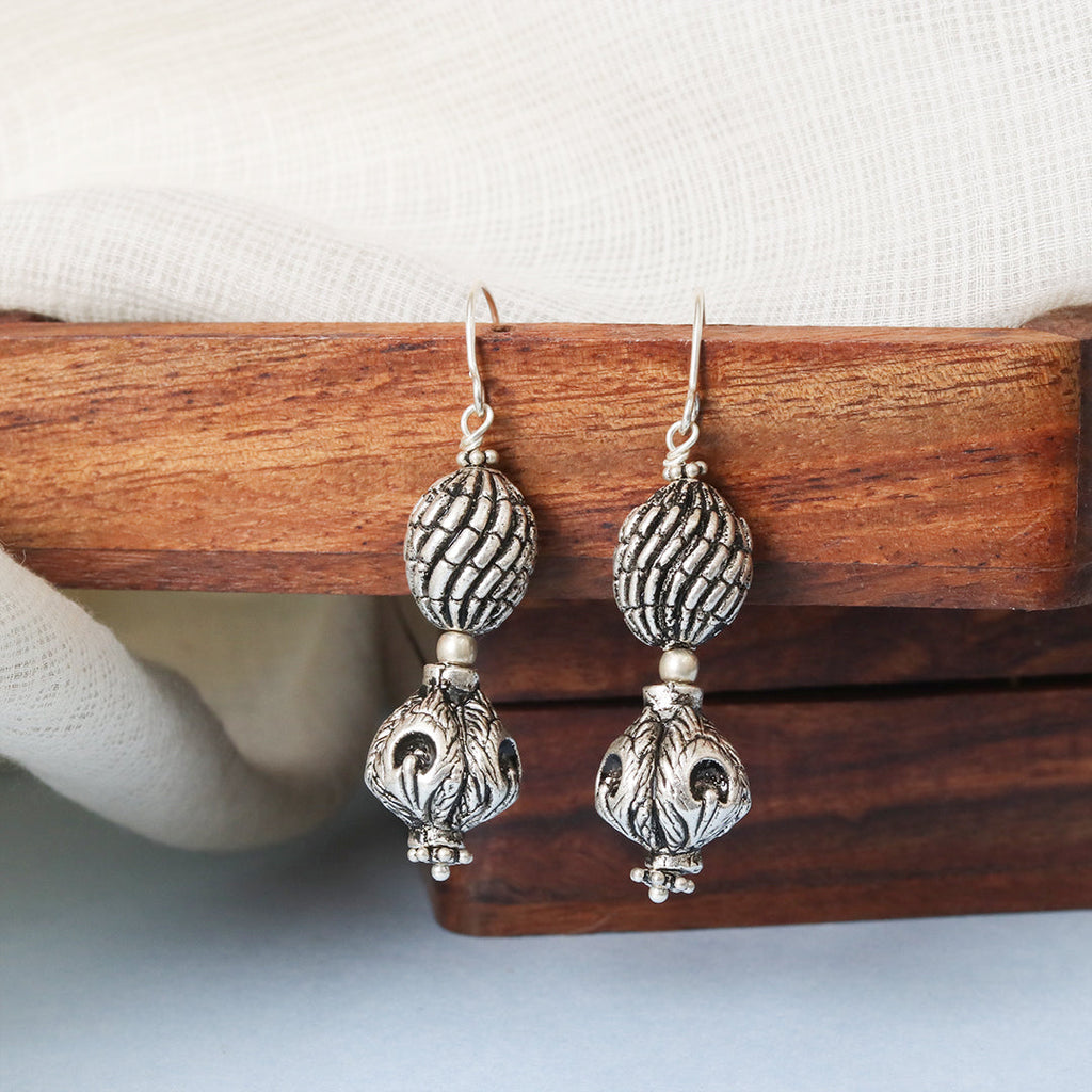 Double Carved Ball Earrings