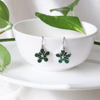 Green Floral Cutstone Earrings