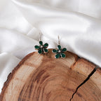 Green Floral Cutstone Earrings