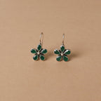 Green Floral Cutstone Earrings