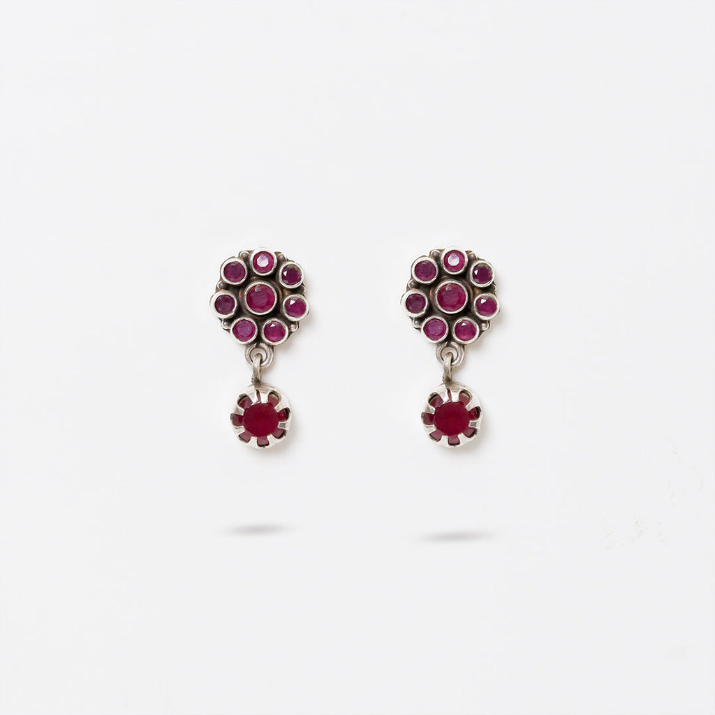 Ruby Floral Drop Earrings