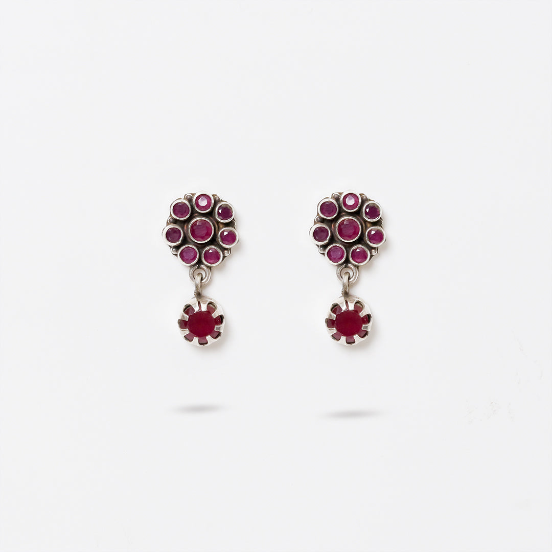 Ruby Floral Drop Earrings