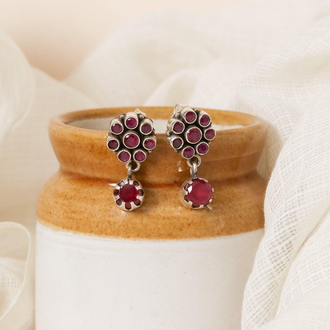 Ruby Floral Drop Earrings