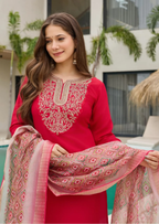 Ruby Elegance Heavy Rayon Embroidered Suit Set-0