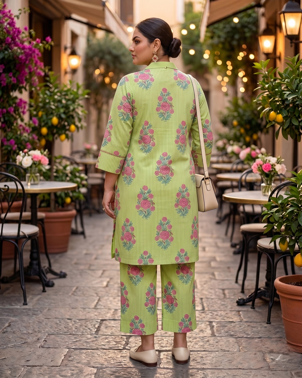 Plus Size Cotton Printed Kurta Set – Floral Co-Ord Kurta Pant Set