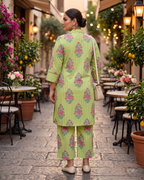 Plus Size Cotton Printed Kurta Set – Floral Co-Ord Kurta Pant Set