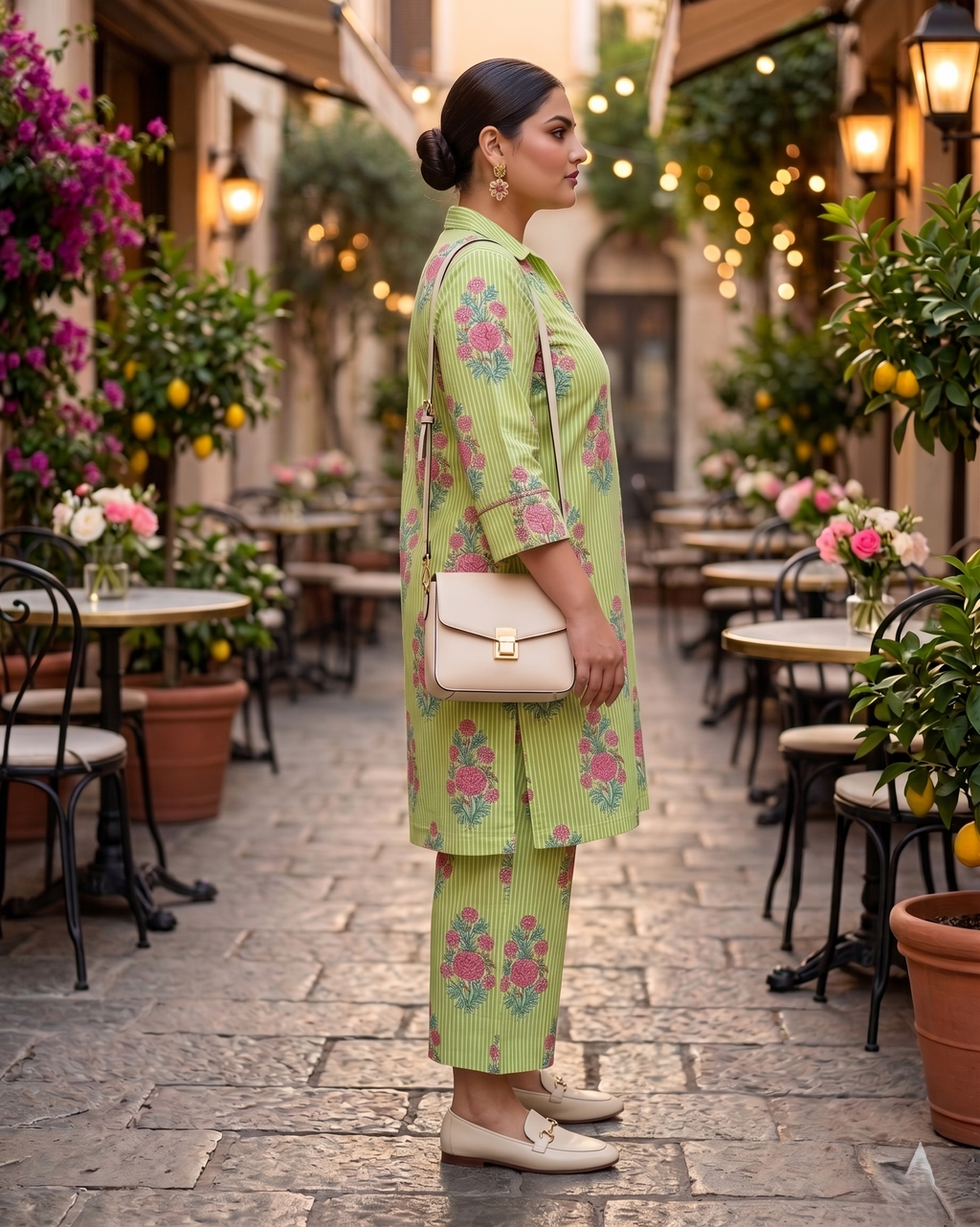 Plus Size Cotton Printed Kurta Set – Floral Co-Ord Kurta Pant Set