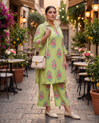 Plus Size Cotton Printed Kurta Set – Floral Co-Ord Kurta Pant Set