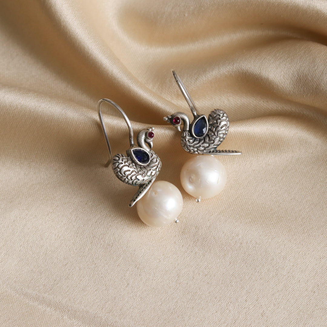 Peacock Pearl Blue Earrings