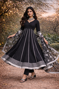 Noir Grace Pure Cotton Anarkali Set with Gotta Work Organza Dupatta-0