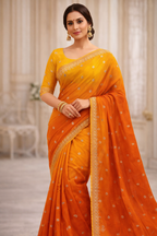 Kesariya Rangrez Crepe Silk Saree-0