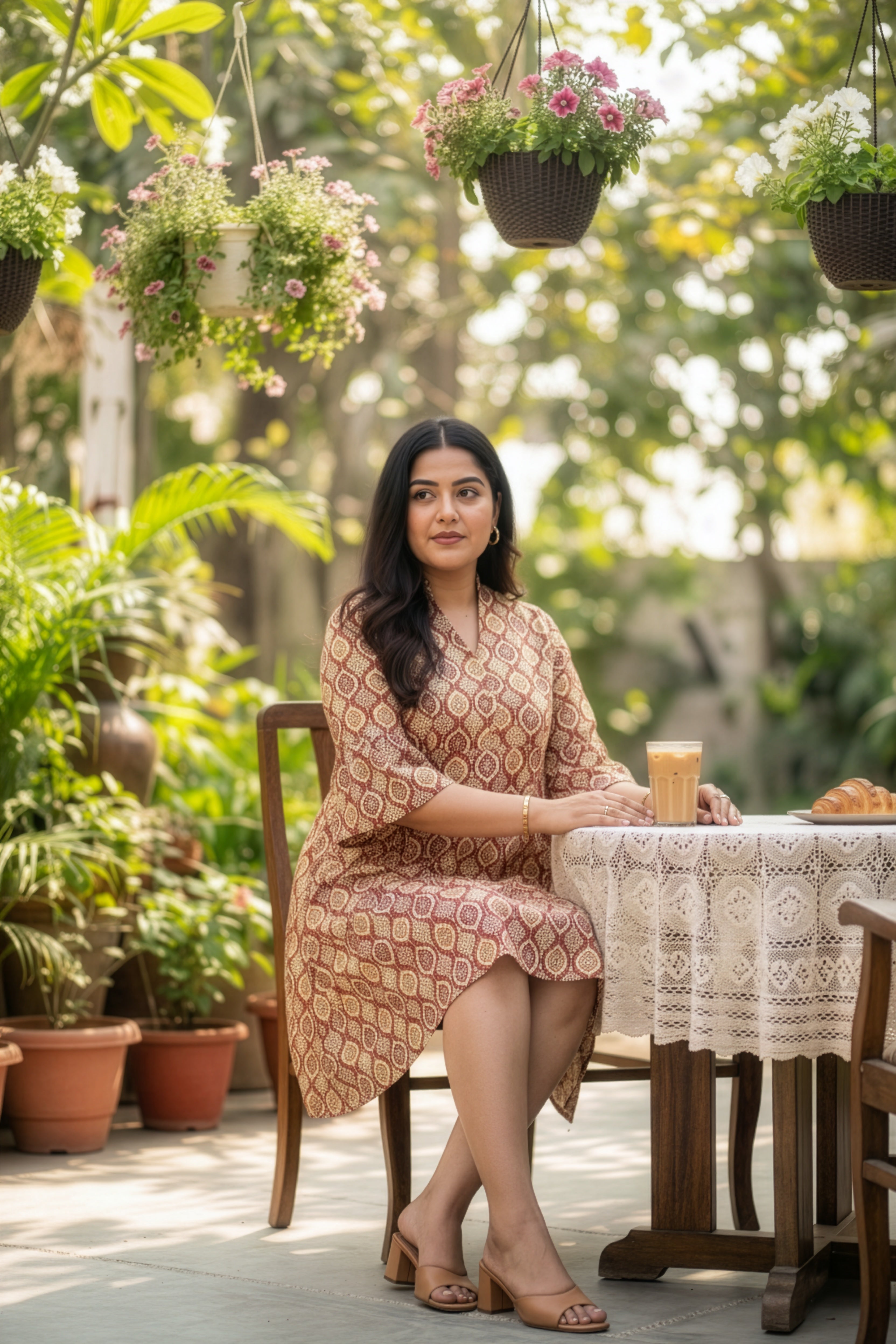 Plus Size Maroon Ajrakh Print Cotton Short Dress for Women – Kantha Fabric