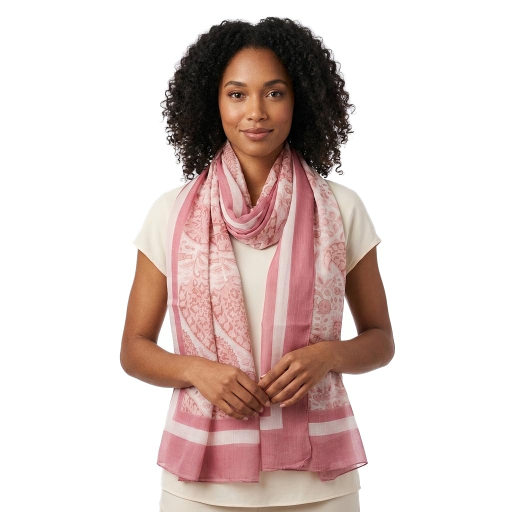 Women's Scarfs Peach Multi -Printed Stole | 100 x 180 cm | Polyester