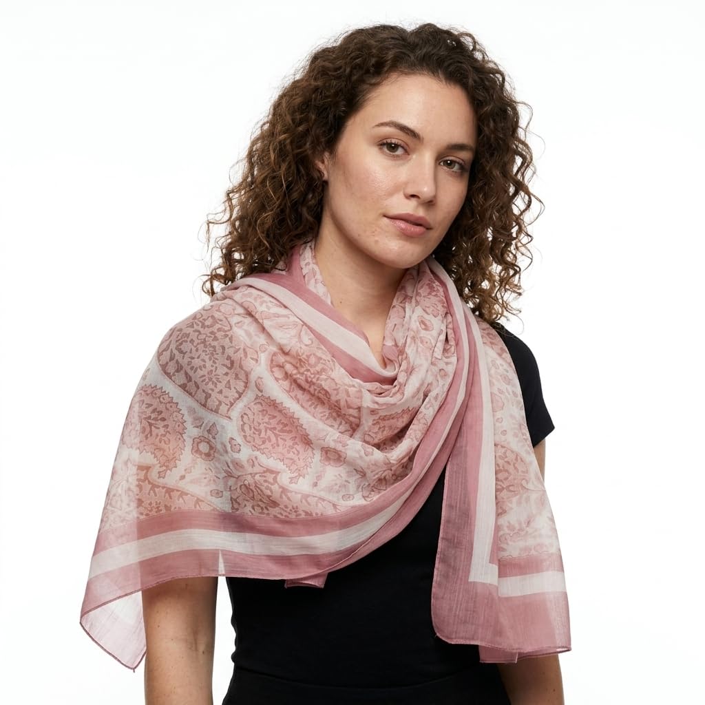 Women's Scarfs Peach Multi -Printed Stole | 100 x 180 cm | Polyester