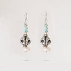 Silver Carved Bead Earrings