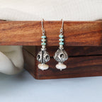 Silver Carved Bead Earrings
