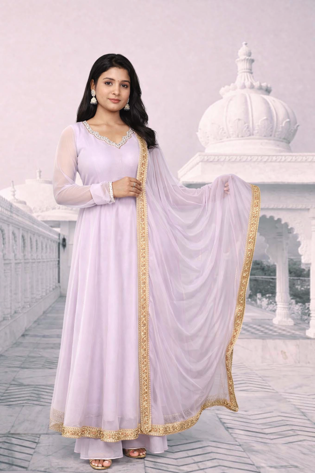 Shagun Lilac Anarkali Suit Set-4
