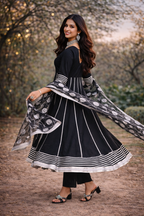 Noir Grace Pure Cotton Anarkali Set with Gotta Work Organza Dupatta-3