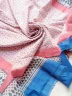 Printed Cotton Scarf for Women | Blue Pink Multi Stole