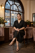Black Front Viscose Dress
