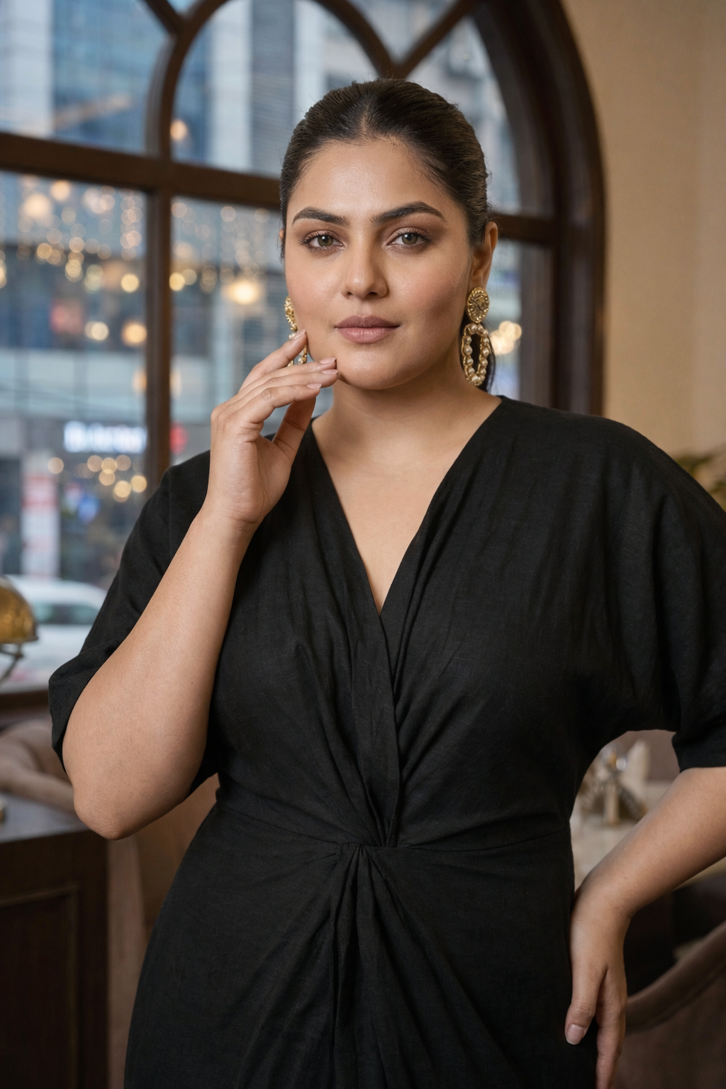 Black Front Viscose Dress