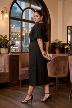 Black Front Viscose Dress