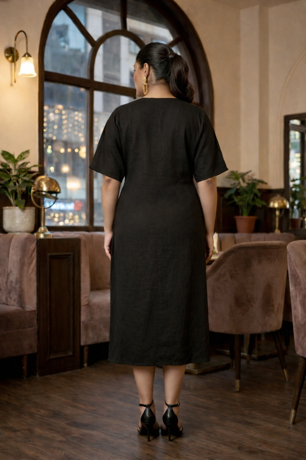 Black Front Viscose Dress