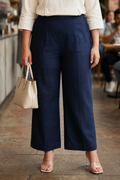 Classic Blue Linen Relaxed-Fit Pants( Only Pant)