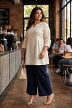 Classic Blue Linen Relaxed-Fit Pants( Only Pant)