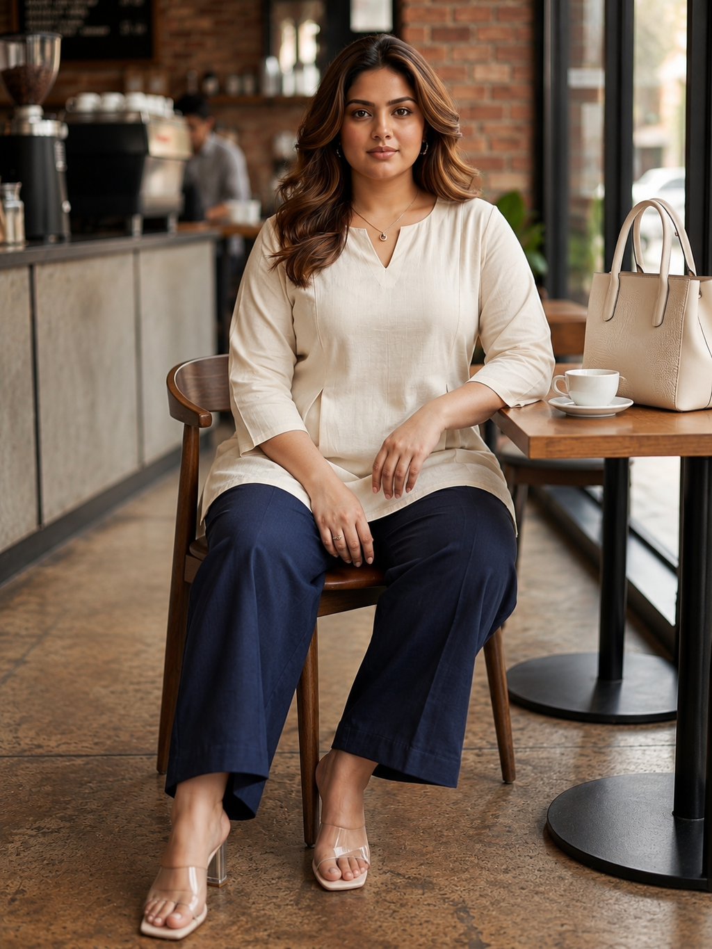 Classic Blue Linen Relaxed-Fit Pants( Only Pant)