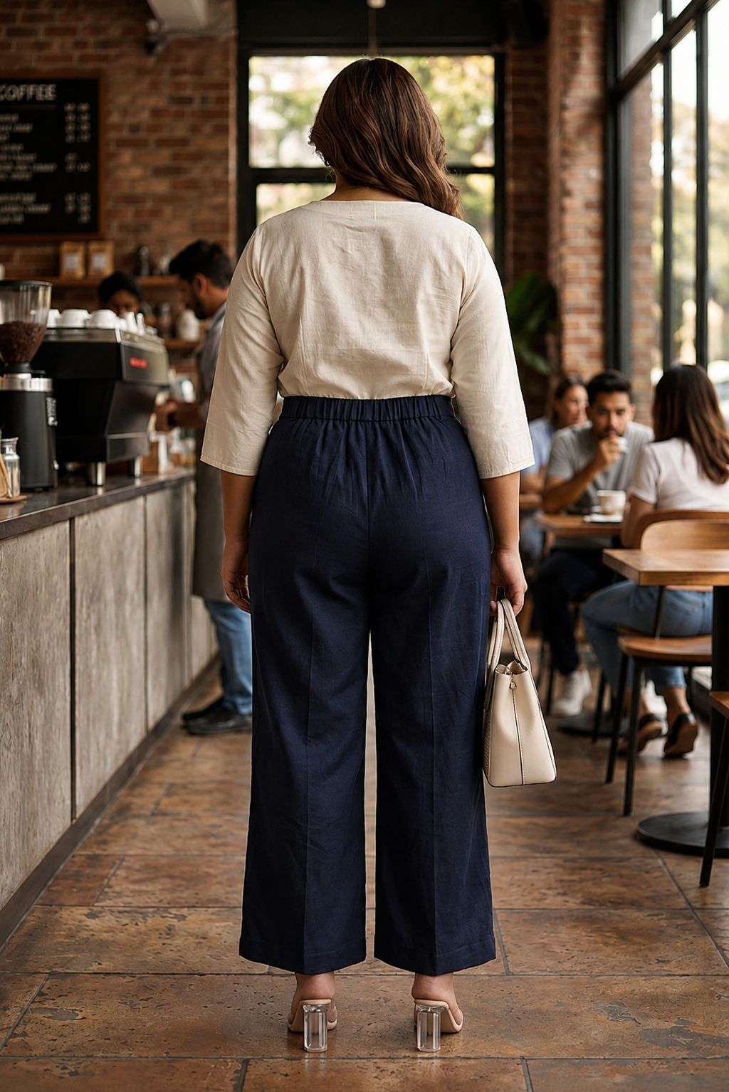 Classic Blue Linen Relaxed-Fit Pants( Only Pant)