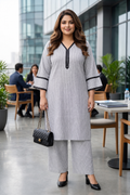 Classic Grey Chevron Cotton Co-Ord Set For Women