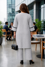 Classic Grey Chevron Cotton Co-Ord Set For Women