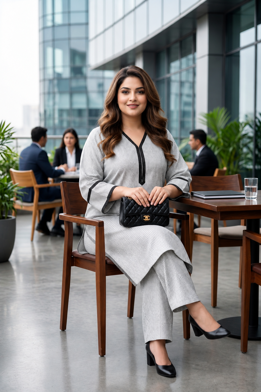 Classic Grey Chevron Cotton Co-Ord Set For Women