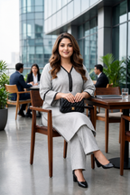 Classic Grey Chevron Cotton Co-Ord Set For Women
