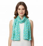 Women's Cotton Polka Dot Print Long Stole – Green Multi 100x180 cms