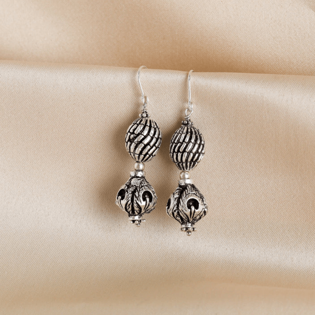 Double Carved Ball Earrings