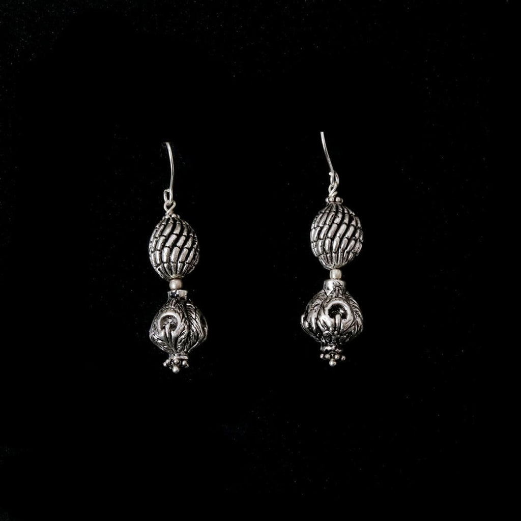 Double Carved Ball Earrings