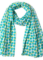Women's Cotton Polka Dot Print Long Stole – Green Multi 100x180 cms