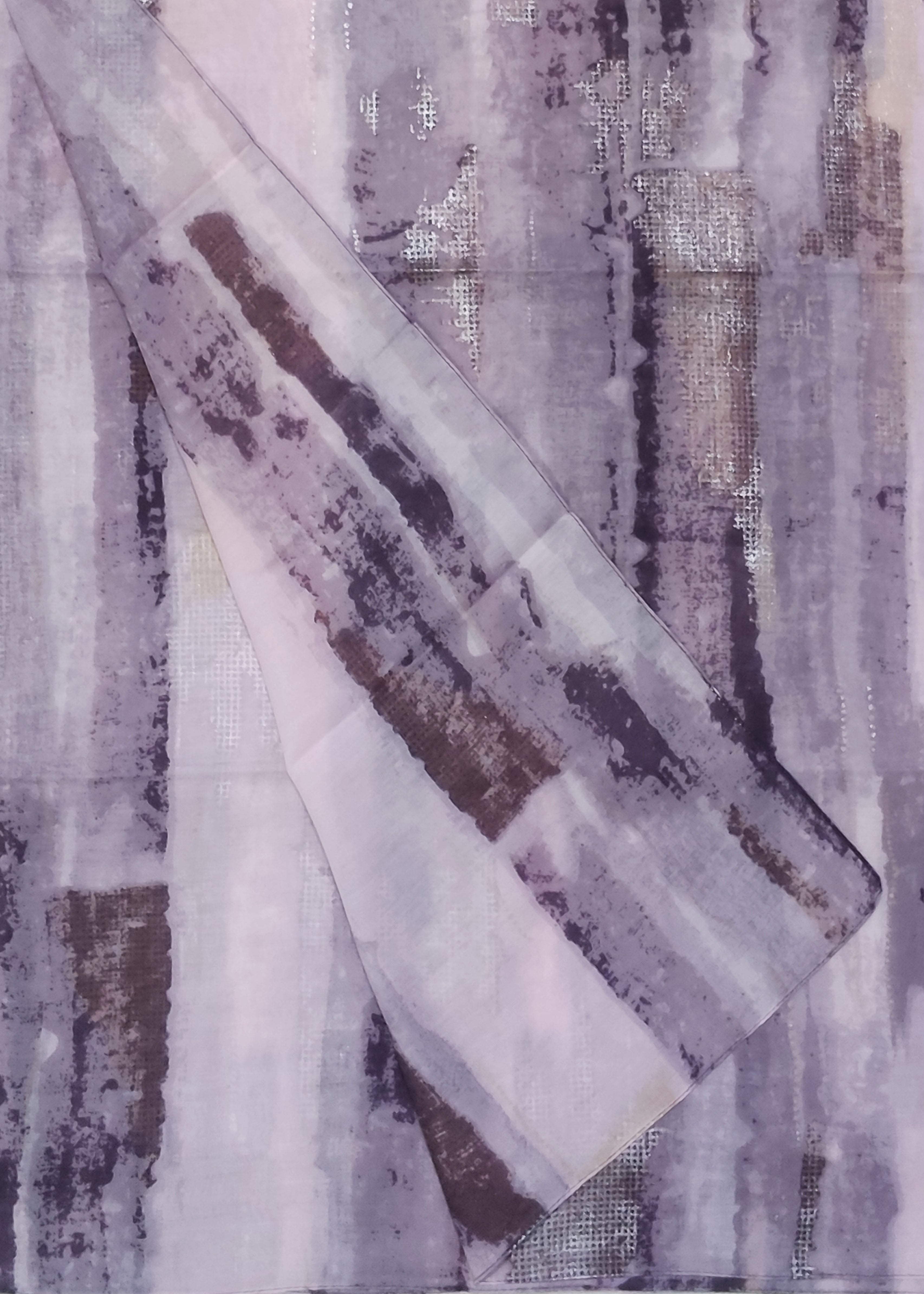 Mauve Gray with Silver Foil Print 100x180 cm Dusty Pink