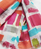 Women's Stole | Multi-Color Abstract Brush Block Pattern
