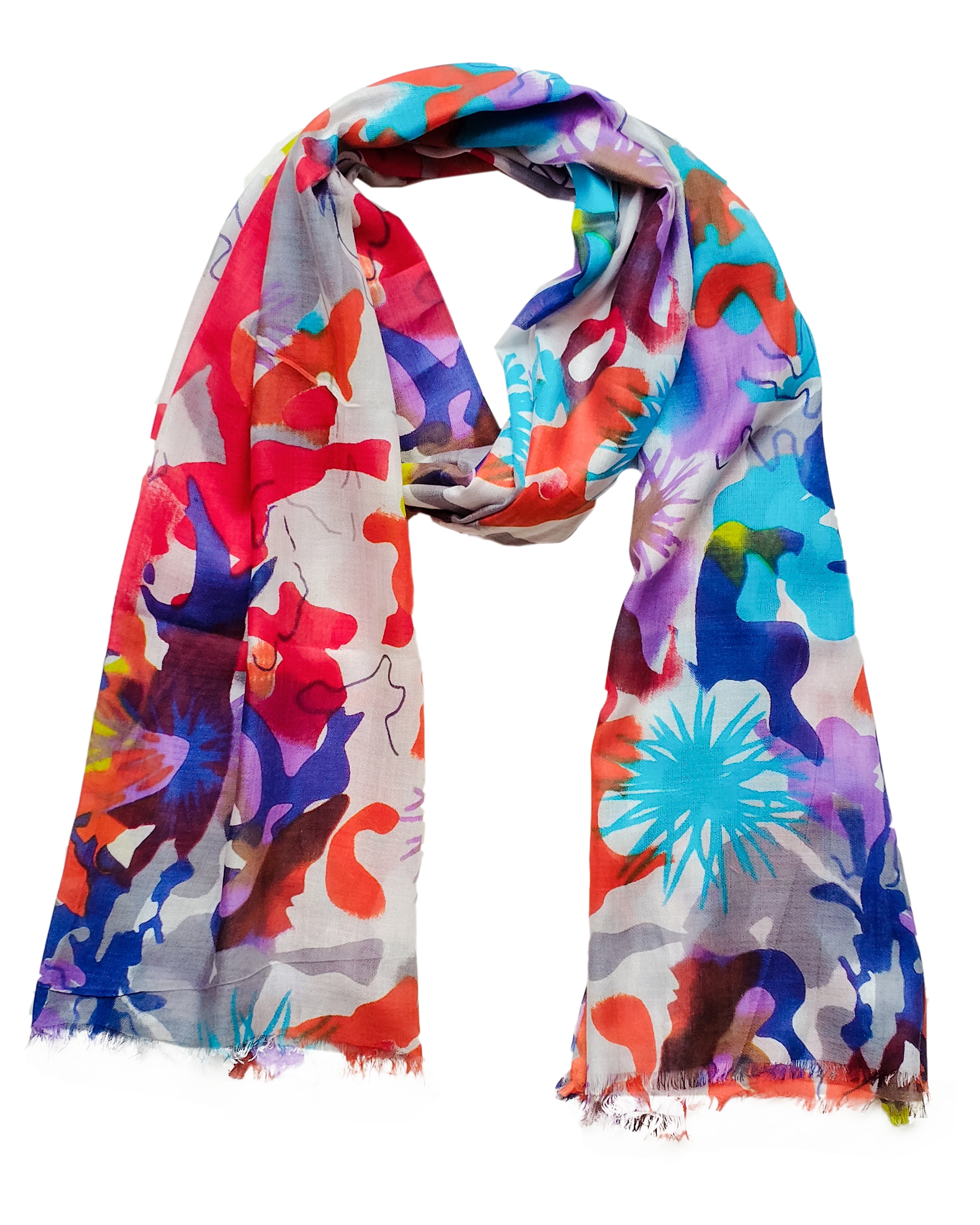 Women's Stole | Abstract Blue Water Design | Soft Lightweight Viscose Wrap