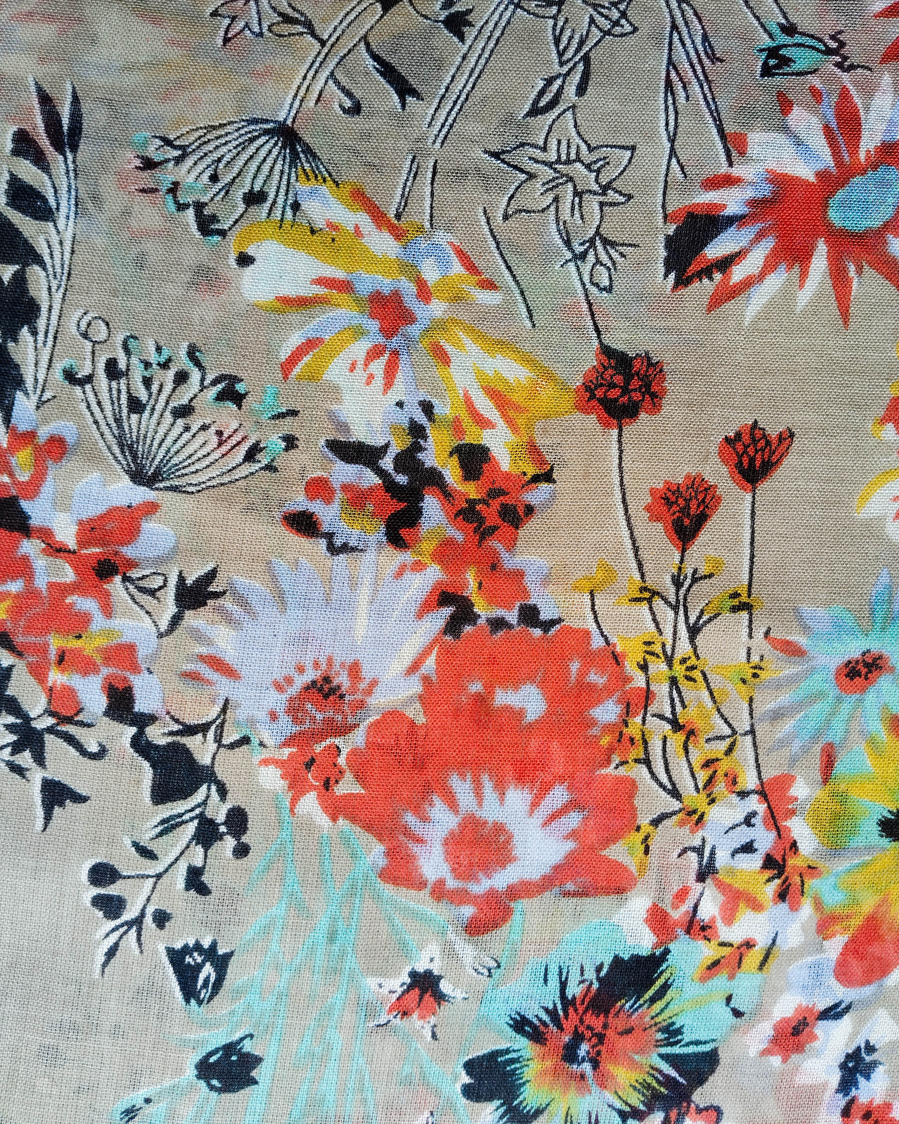 Women's Scarf/Stole | Jungle Floral Print in Orange & Sage Green