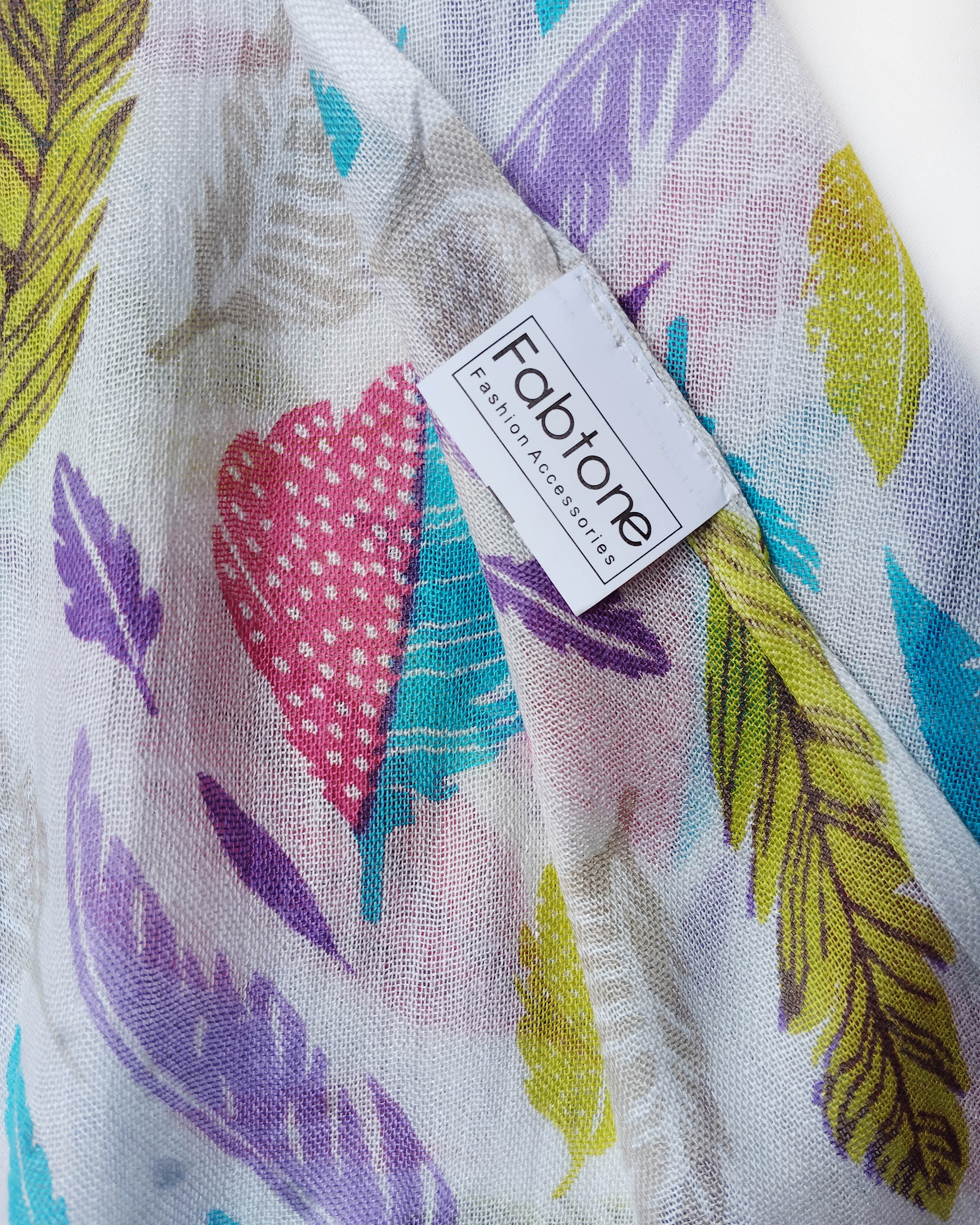 Women's Stole | Multi-Color Bird Feather Print