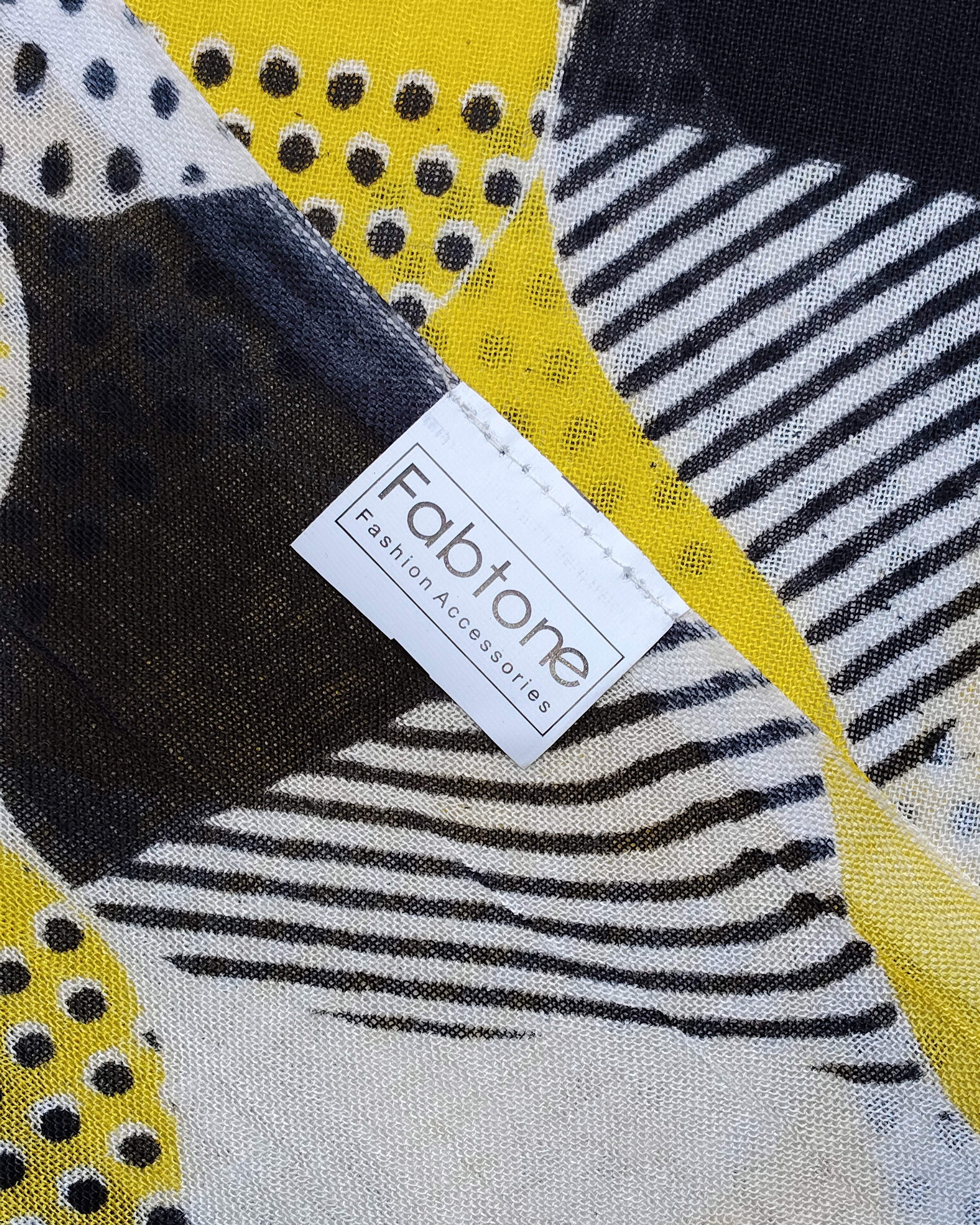 Women's Scarf/Stole | Yellow & Black Geometric Print