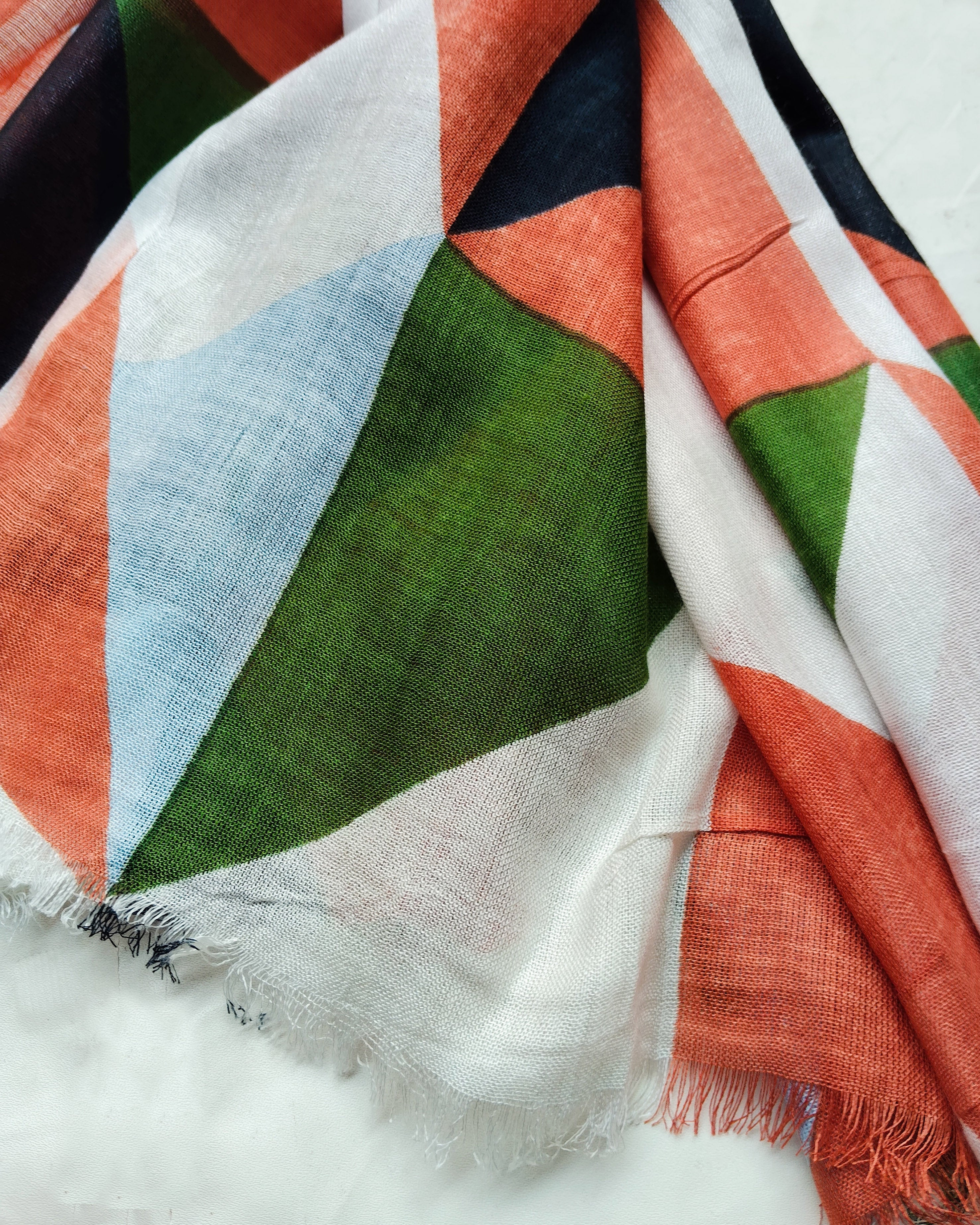 Women's Stole | Coral Multi-Color Kota Triangle Print