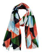 Women's Stole | Coral Multi-Color Kota Triangle Print